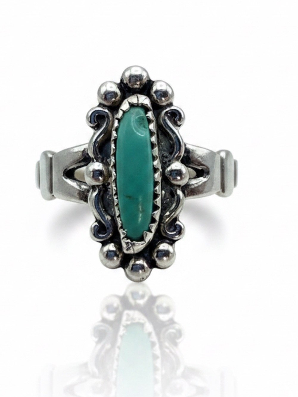 Vintage Bell Trading Post Sterling Silver Turquoise Ring  Southwestern Size 4.75